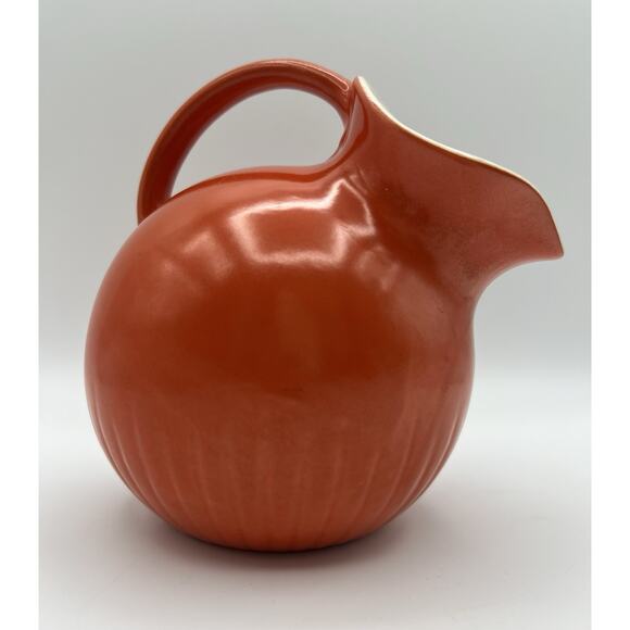 Orange Round Tilted Ball Ceramic Pitcher Jug 6” Vintage MCM - Picture 11 of 13